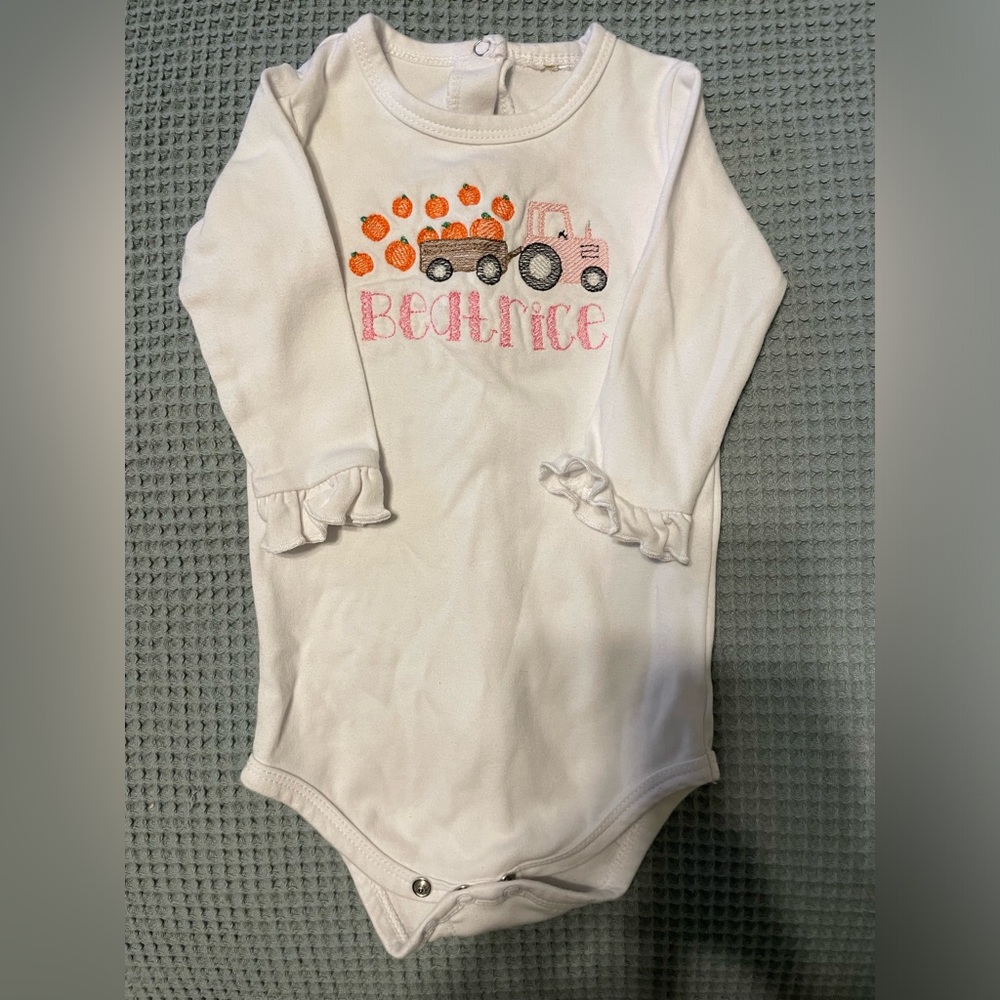 Beatrice monogrammed onesie